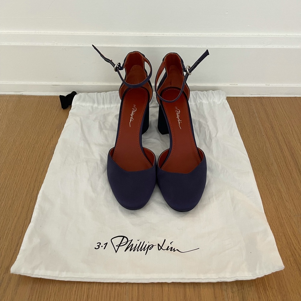 3.1 Phillip Lim Satin Block Heel Pumps